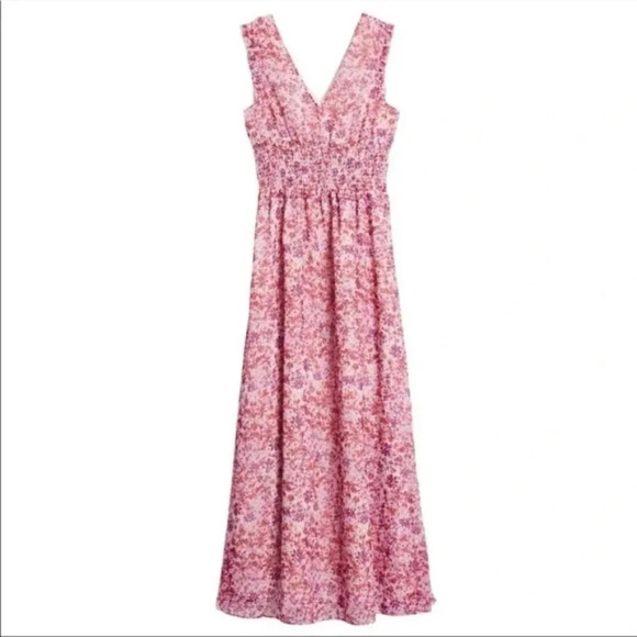 Banana Republic Smocked Maxi Dress in Pink Floral Size 4 - Picture 2 of 8